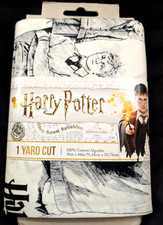 Harry Potter Cotton Fabric 1 Yard Cut Black White Hogwarts Licensed Craft Sewing