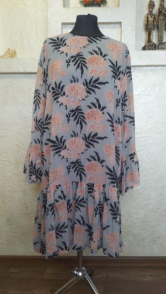 Women Ganni Dress Grey Viscose 40 / L / 48 #7W3B