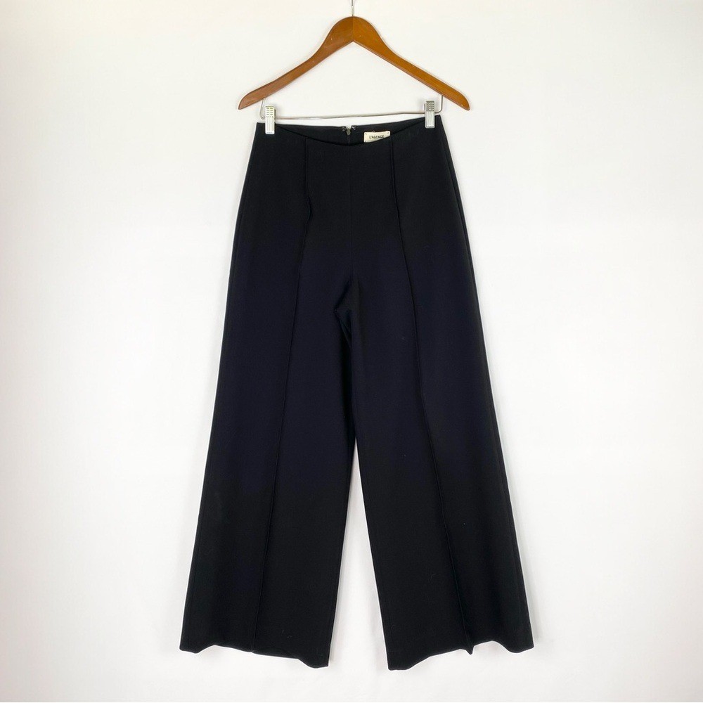 L'AGENCE Wide Leg High Rise Trouser Pant Black Size 4 Work Office