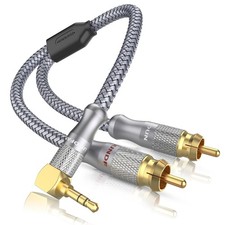 RCA to 90 Degree 3.5mm Cable Right Angle AUX to RCA Stereo Y Splitter for Sma...