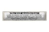 Blechschild Spruch 46X10 Cm Du Bist Wunderbar. Ein Ganz Besonderer Mensch Schild