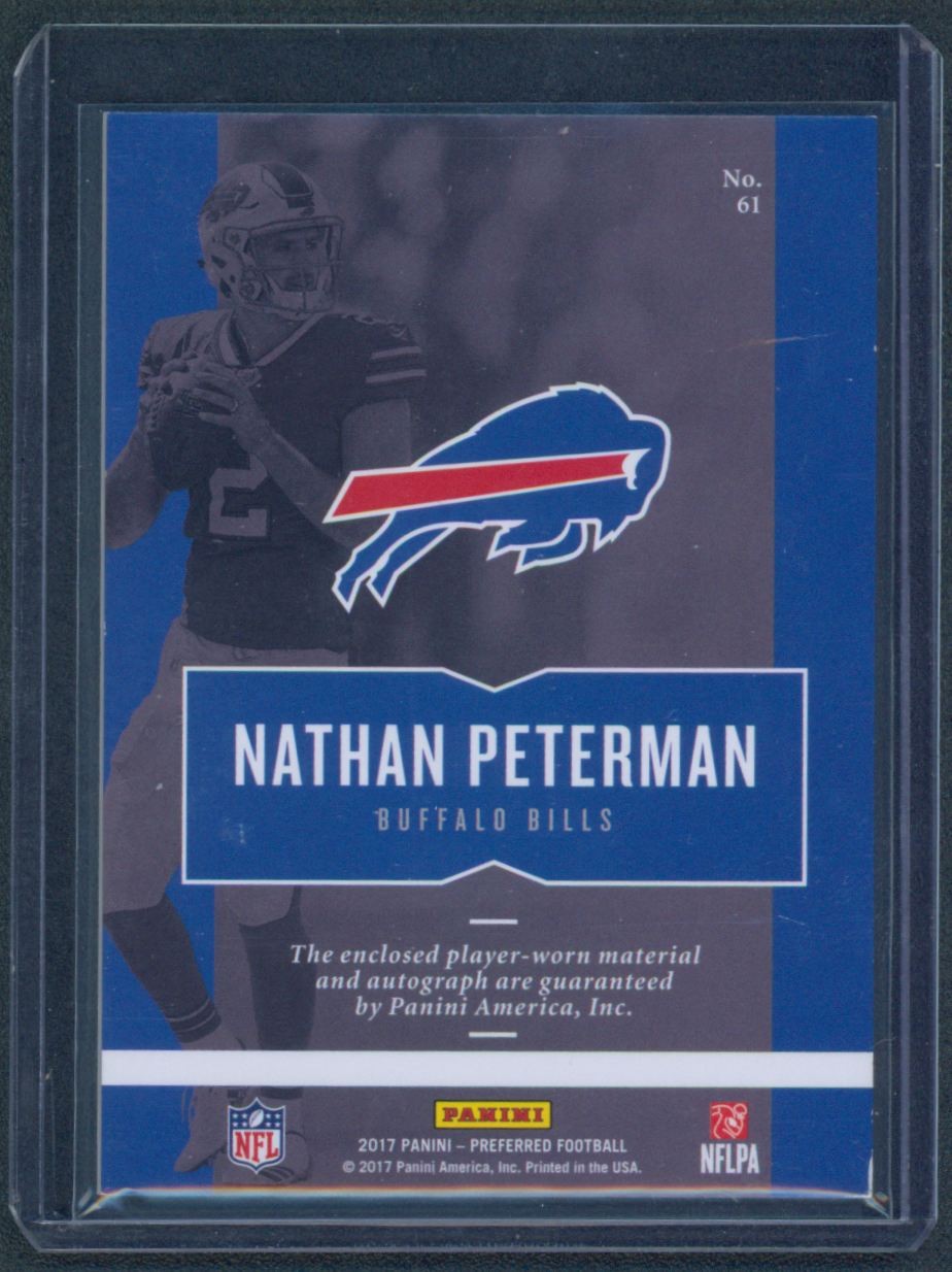 2017 Panini Preferred Silhouettes Nathan Peterman Rookie Auto Patch 150/199 view 2