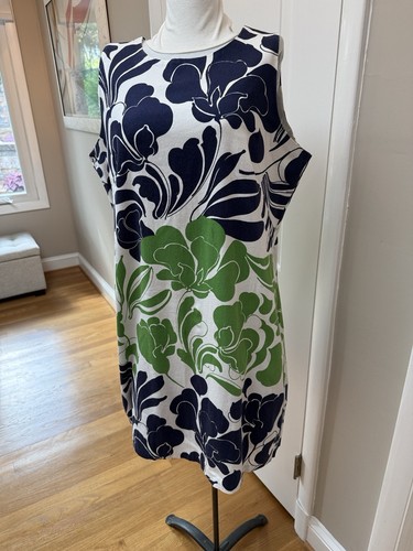 London Times Navy, Green and White Floral Mini Dress size 16