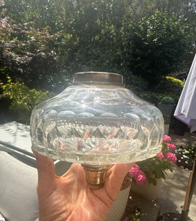 Antique victorian facet cut baccarat style oil lamp font no oil NO FUEL