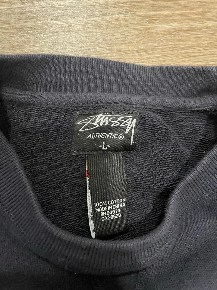 VTG RARE Stussy Authentic Navy Blue Heavyweight Crewneck Sweatshirt Large Y2K - Image 3 of 4