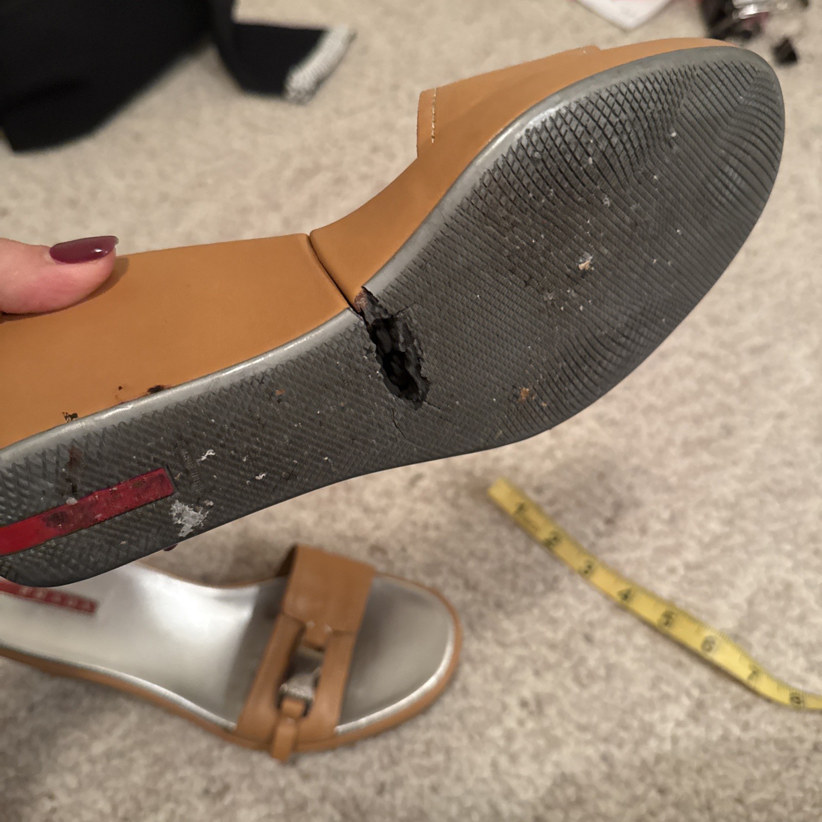 Prada Wedge Tan Beige Camel Sandals Shoes Women’s… - image 9