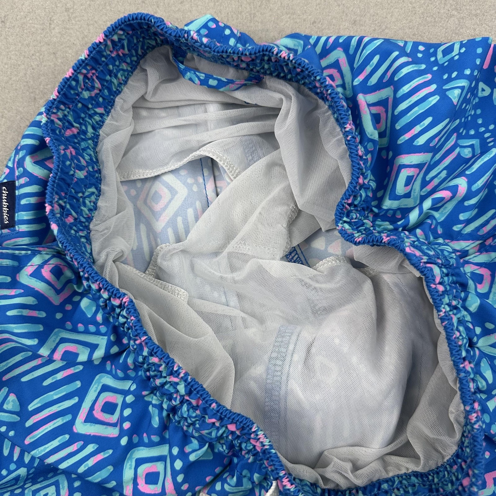 Chubbies Swim Trunks Shorts Mens Small Blue Geometric Mesh Lined Drawstring S