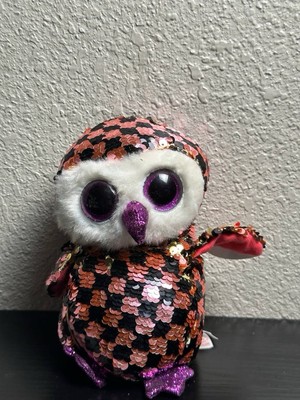 2019 TY Flippables 6'' CHECKS Owl Beanie Boo Color Changing Sequins Plush MWMTs