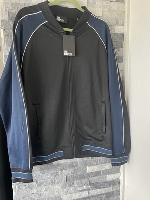 Men s THE KOOPLES NWT Sport Full Zipped Track Jacket (Black & Navy Blue)-XL