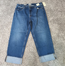 NEW Universal Thread Women's Size 17 Mid Rise 90's Baggy Cuffed Jeans Dark Wash