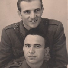 Two Handsome Young Men Close Embrace Hug Quiet Bond Vintage Photo Gay Int