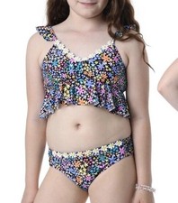 Hobie Kid  s Dainty Ruffle Bikini Set- Size 16