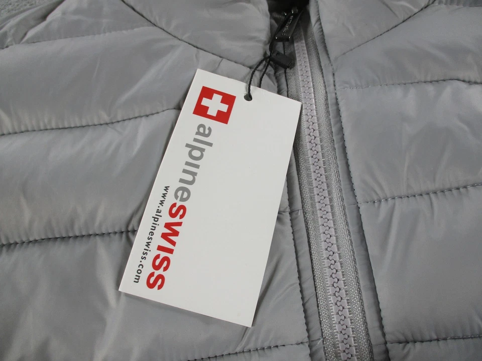 Alpine Swiss Clark Vest Mens Medium Gray Puffer Quilted Zip Front Lightweight - Image 4 of 4