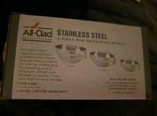 NEW All-Clad 3 Piece Stainless Steel Mini Measuring Bowl Set NIB