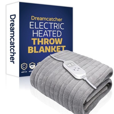 Elektrische Heizdecke Doppel Weich Fleece Silber Überdecke Timer Sofas