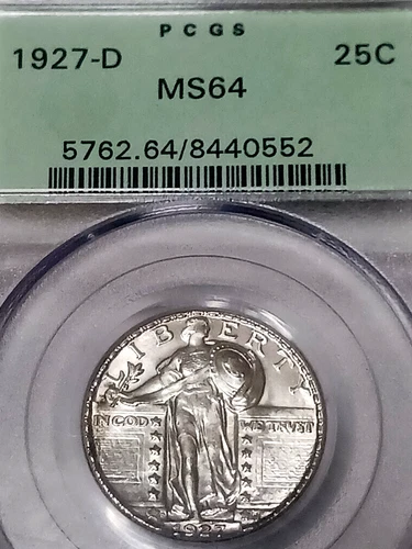 1927 D STANDING LIBERTY QUARTER PCGS MS64