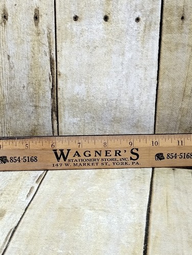 Righello Pubblicitario Vintage Legno Wagner's Cancelleria York Pa 12" - Foto 6 di 10