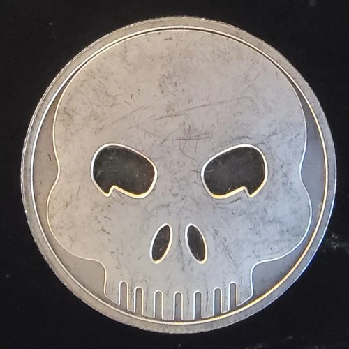Skull Punisher Emoji Series Rare Vtg Round Bullion-0.999 Silver 1 Oz Art Coin
