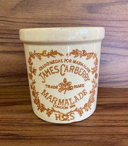 VTG JAMES CARBERRY MARMALADE STONEWARE CROCK POTTERY LONDON 1886