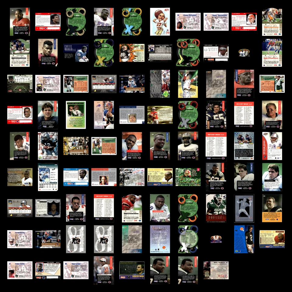 Lote (88) Insertos para Tarjetas de Fútbol Años 90/Numerados/Seau/Deion/Desmond/Bledsoe/OJ/Luna Foto 2 de 4