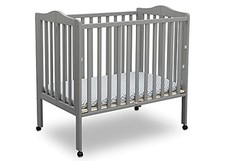Grey - Delta Children Folding Portable Mini Baby Crib, 1.5" Mattress, B073Y8K6T4