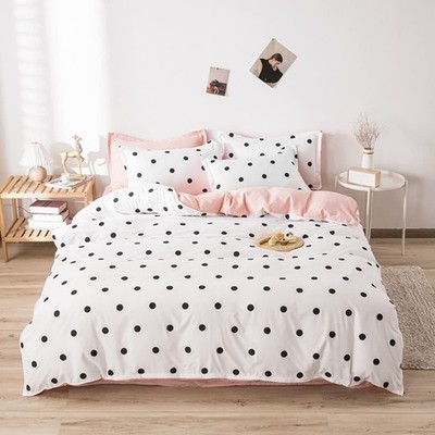 Polka Dots Duvet Cover Cute Kawaii Polka Dots Bedding Set Black and White Com...
