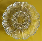 Vintage  Anchor Hocking 896 CLEAR WAVE/FAN 10" Oyster Deviled Egg Plate 12 spots