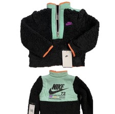 NEW Nike Toddler Boy 2T Illuminate High Pile Fleece Half Zip Jacket Black