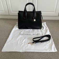 Image of NEW Michael Kors Black Leather Cross Body DualWear Convertible Large Satchel Bag