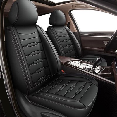 1 Set of For Subaru WRX 2015-2024 Car 5-Seat Covers Cushion Pad PU Leather Black