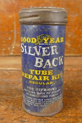 Vintage 1930s Scarce Goodyear Silver Back Metal Tube Repair Kit Oil Gas Can