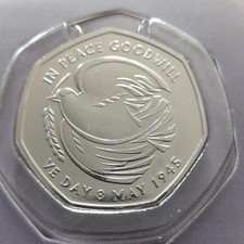 2025 VE Day 80th Anniversary UK Brilliant Uncirculated Fifty Pence 50p Coin