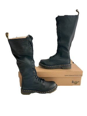 Womens Doc Martens Knee High Boots 1B60 Black 20 Eye Virginia Size 6 Zipper NIB