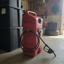 Portable 14 Gallon Fuel Transfer Tank with Pump and Safety Features for Home Use