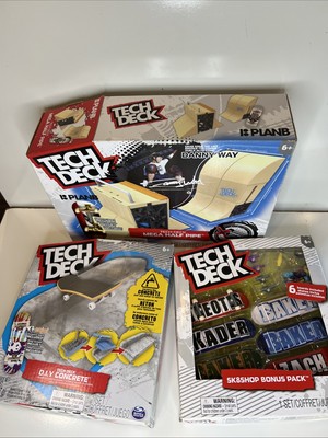 Lot 3 Tech Deck Mega Half Pipe, DIY Concrete And SK8shop Bonus Pack All New
