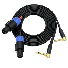 1/4 Inch TS to Speakon Plug Right-Angle Speaker Cable 6ft 2 Channel Set