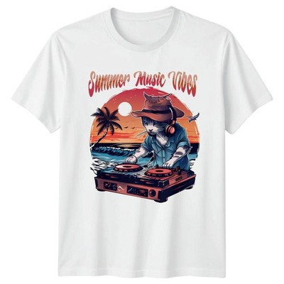Sommer Musik Vibes Unisex T-Shirt DJ elektronische Musik Katzenliebhaber Geschenk