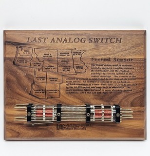 Vintage US West Last Analog Switch Commemorative Plaque Ferrod Sensor Wood Metal