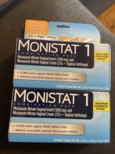 Lot of 2 Monistat 1 Combination Pack Ovule Insert + Cream EXP: 4/27