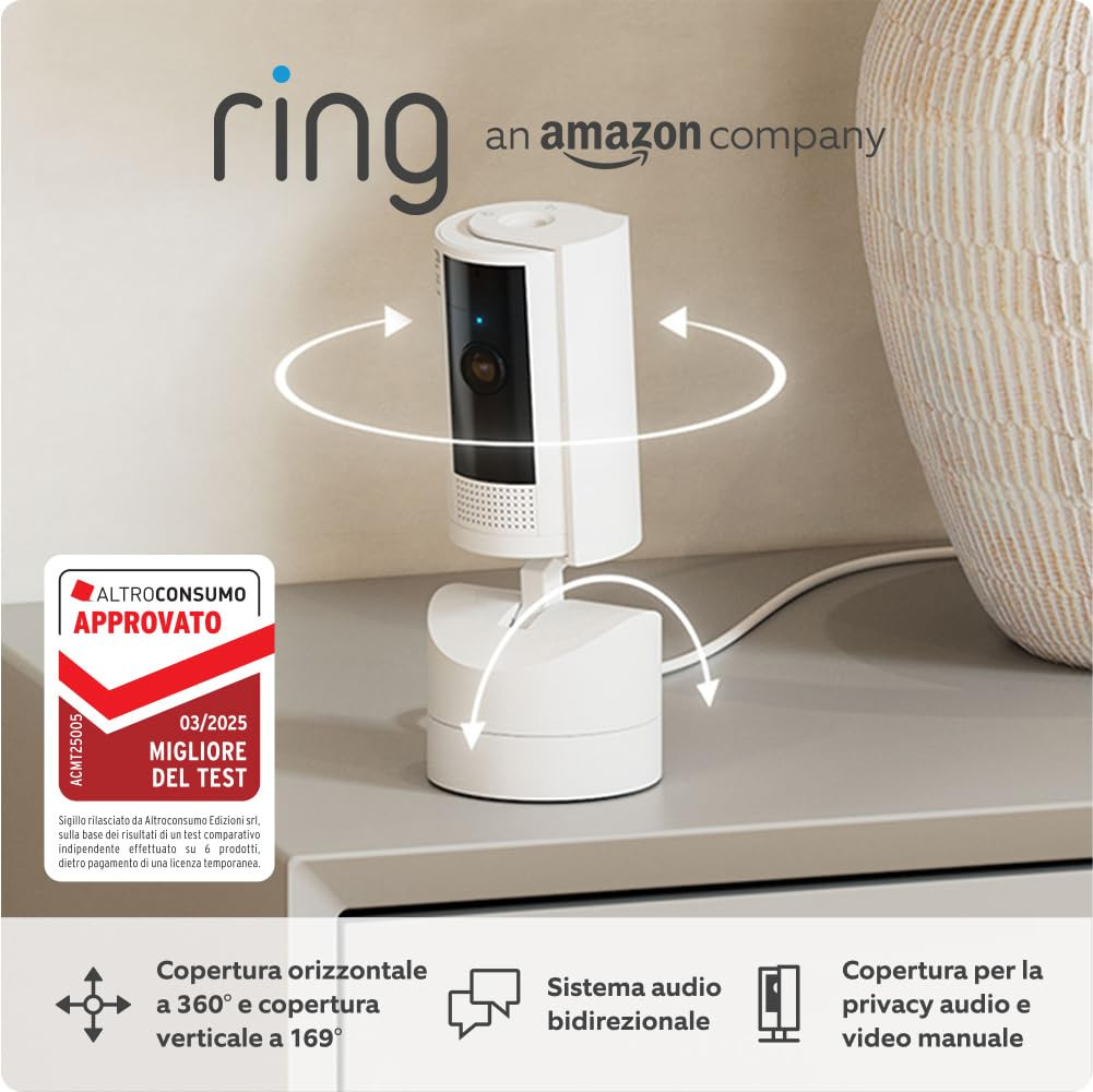 Pan-Tilt Indoor Camera 2K | Videocamera Sicurezza Smart Rotante