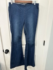 We The Free People Penny Pull On Flare Jeans Medium Wash Stretch Womens Size 29