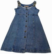 Denim Pinafore Jumper Dress Vintage 80S 90S Juniors 7/8 Button Front Grunge Y2K