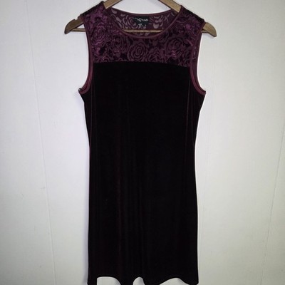 Burnout Velvet Burgundy Deep Red Sleeveless Mini Dress My Michelle Size Large