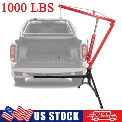1000LBS Truck Crane Hoist Hydraulic 360 Swivel Hoist Lift with 2'' Hitch Receiver