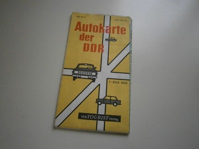 ''Car card of GDR'' for parcel shelf GDR vintage car, Wartburg 353 Trabant 601, 1977