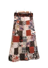 Handmade Patchwork Long Festival Skirt Vintage Hippie Unique S 4/6