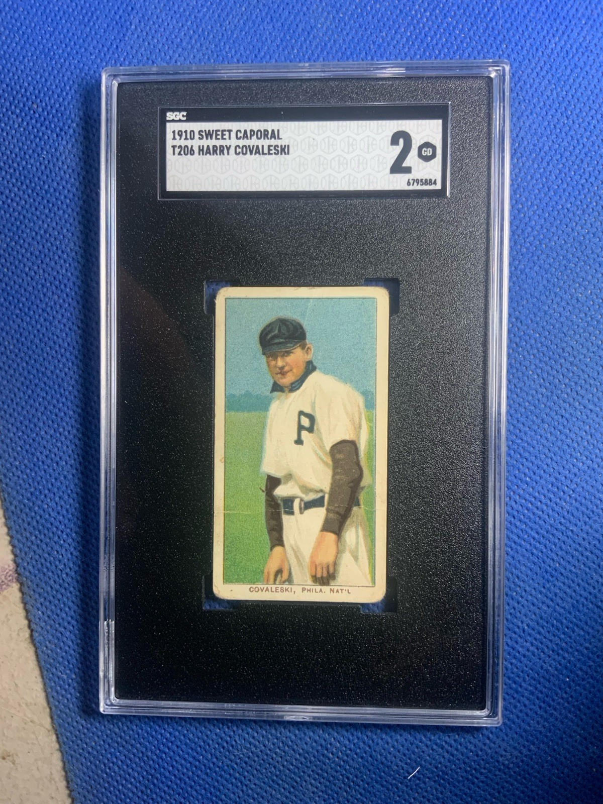 1909 T206 HARRY COVELESKI NNO GOOD SWEET CAPORAL 350 SGC 2 PHILADELPHIA PHILLIES