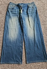 NWT Halara Flex Dark Denim Low Rise Pockets Baggy Wide Leg Casual Jeans XL Tall