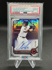 Topps 2022 Bowman Draft Chase DeLauter CDA-CD Auto Refractor /499 PSA 10