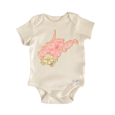 West Virginia Floral Watercolor Newborn Baby Onesie  Bodysuit